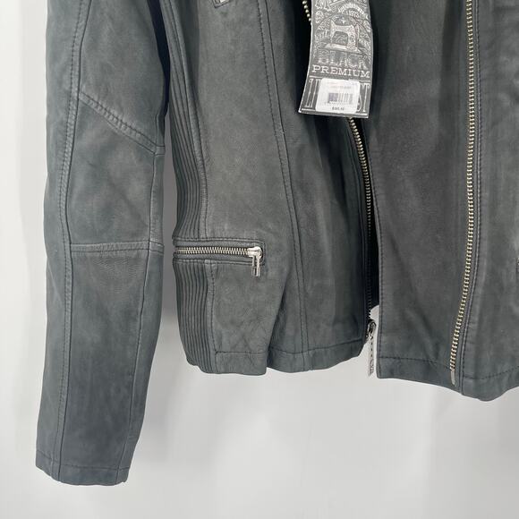 AFFLICTION Leather Jacket Women's Small NWT #99 Livestock Biker MMA Cross Zipper - Picture 9 of 16